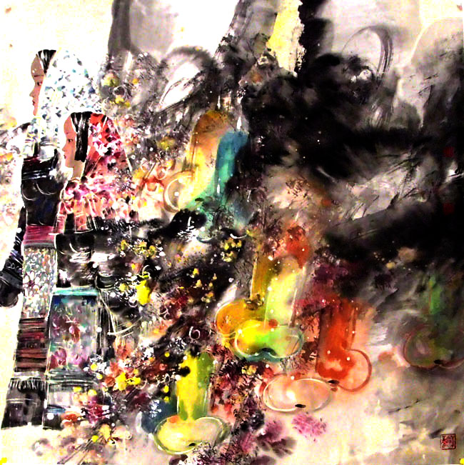 G040  69cmx69cm 4.3 平尺 重彩人物 价格面仪