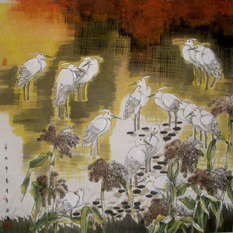 G066 138cmx139cm 17平尺 创作花鸟 藏品