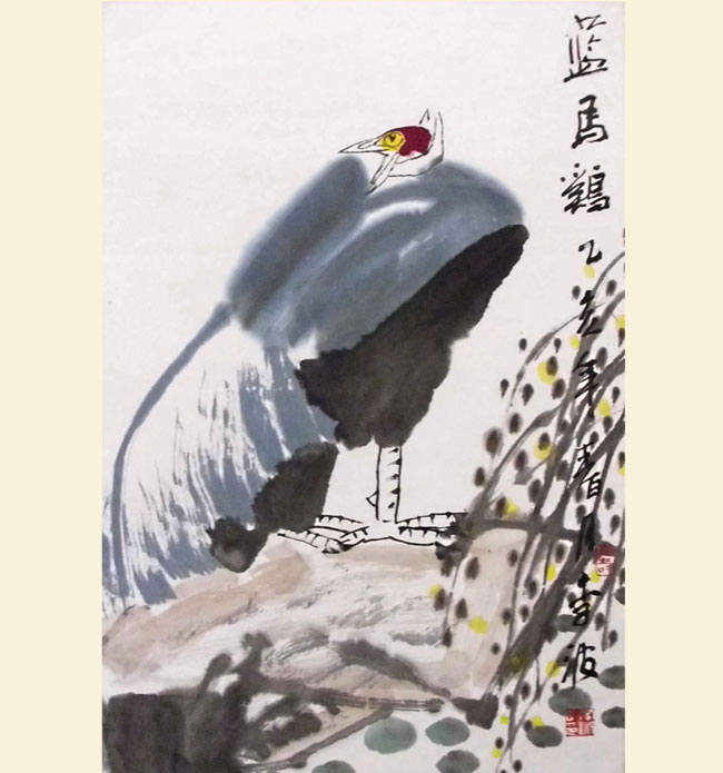 G070 69cmx46cm 3平尺 蓝马鸡图 价格面议