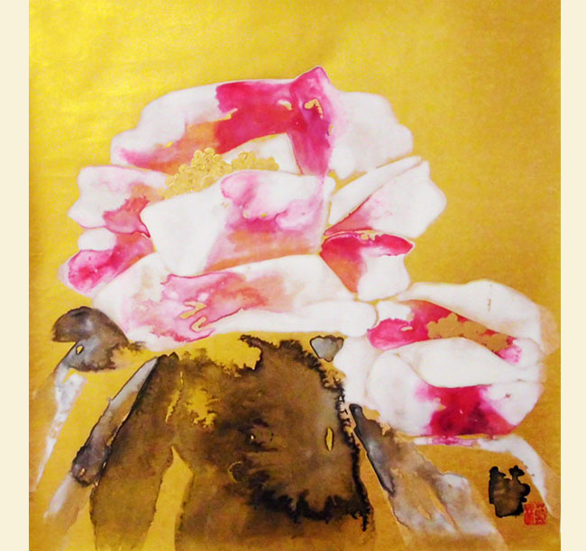 G088  50cmx52cm 2.34平尺 金箔花卉 价格面议