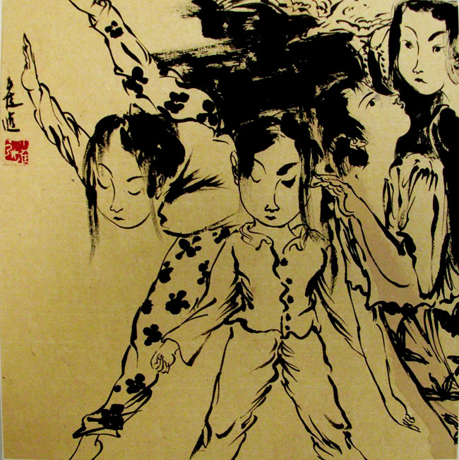 G008 34cmx34cm 1平尺 人物白描 藏品