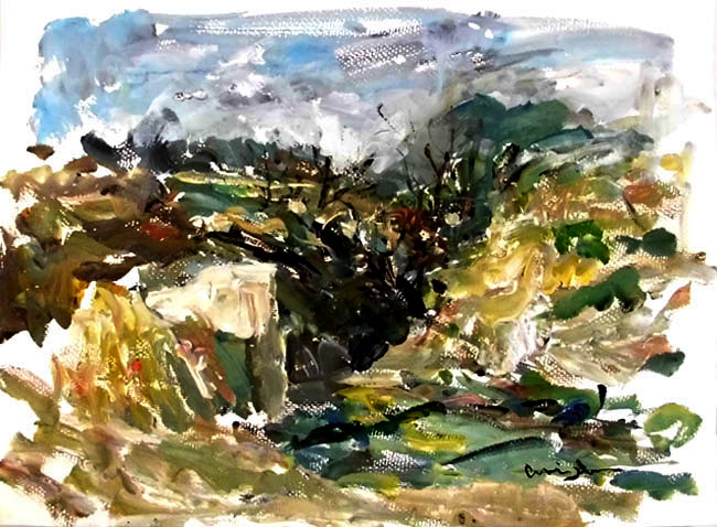 G003 55cmx40cm 2平尺 山水 水粉 藏品